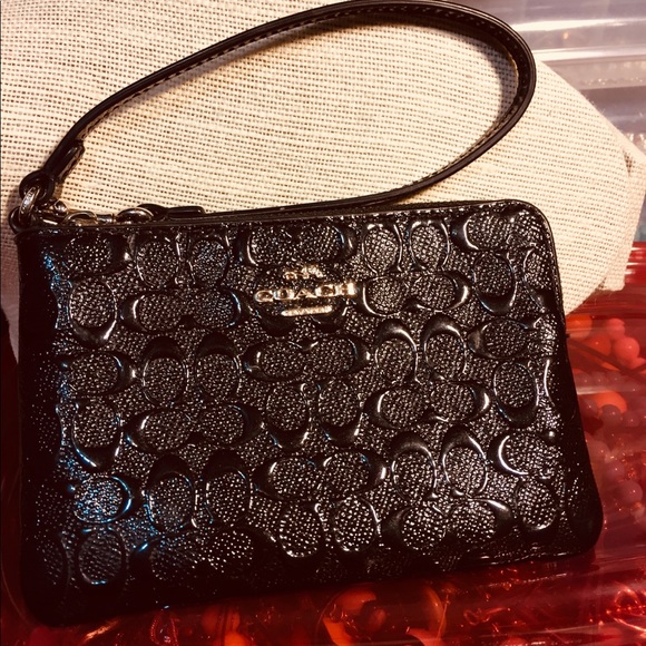 Coach Handbags - Beautiful black patent leather Coach wristlet